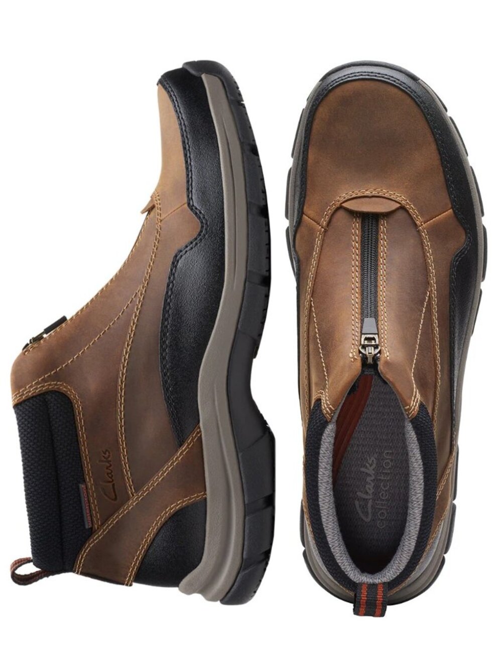 New! Clarks Walpath Zip Ankle Boots Men's 11W Waterproof Cushioned Leather Shoes